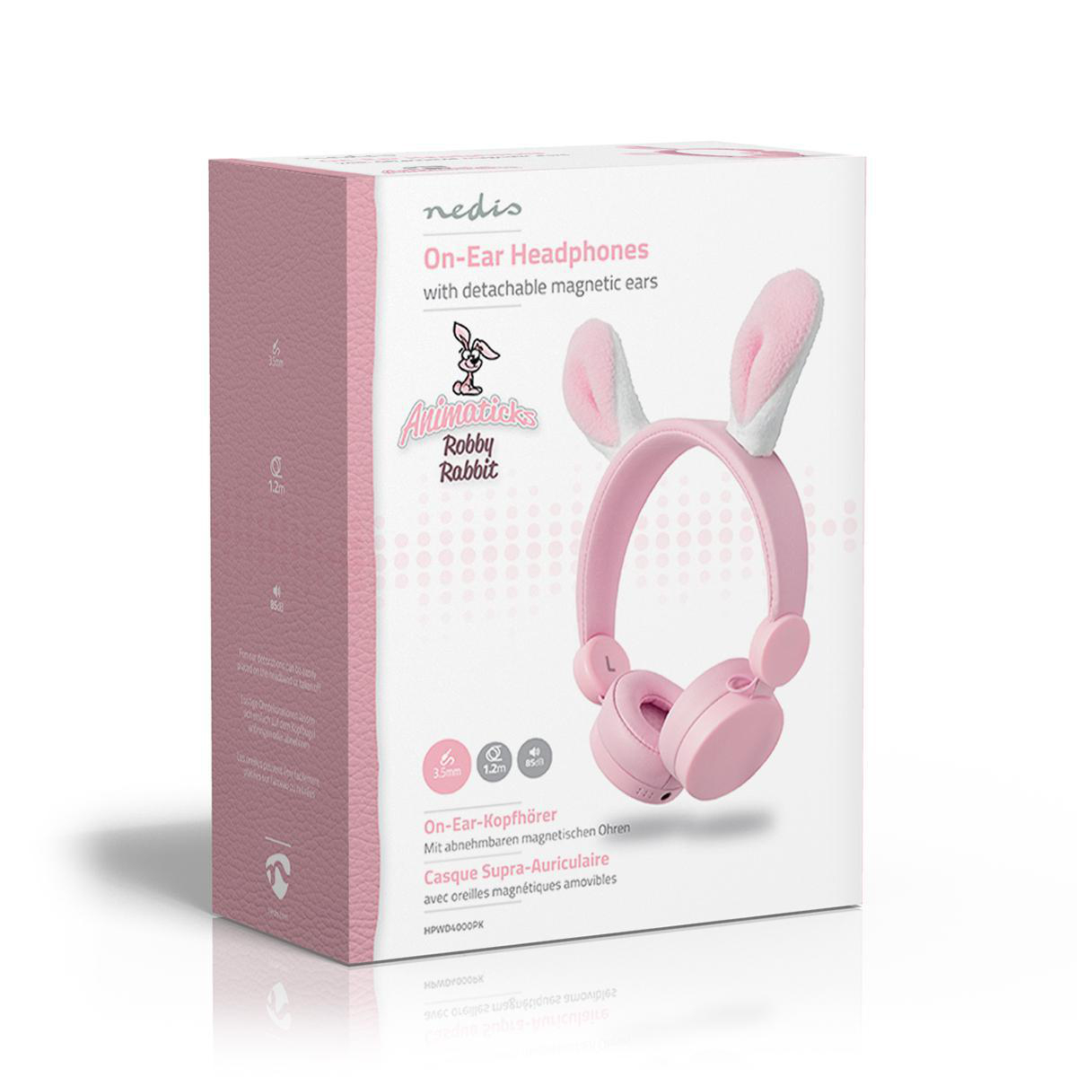 On-Ear Animatics Wired 3.5 mm Klinke AUX Kopfhörer Headset mit 1.2m Kabellänge (HPWD4000WTEAN) - Robby Rabbit
