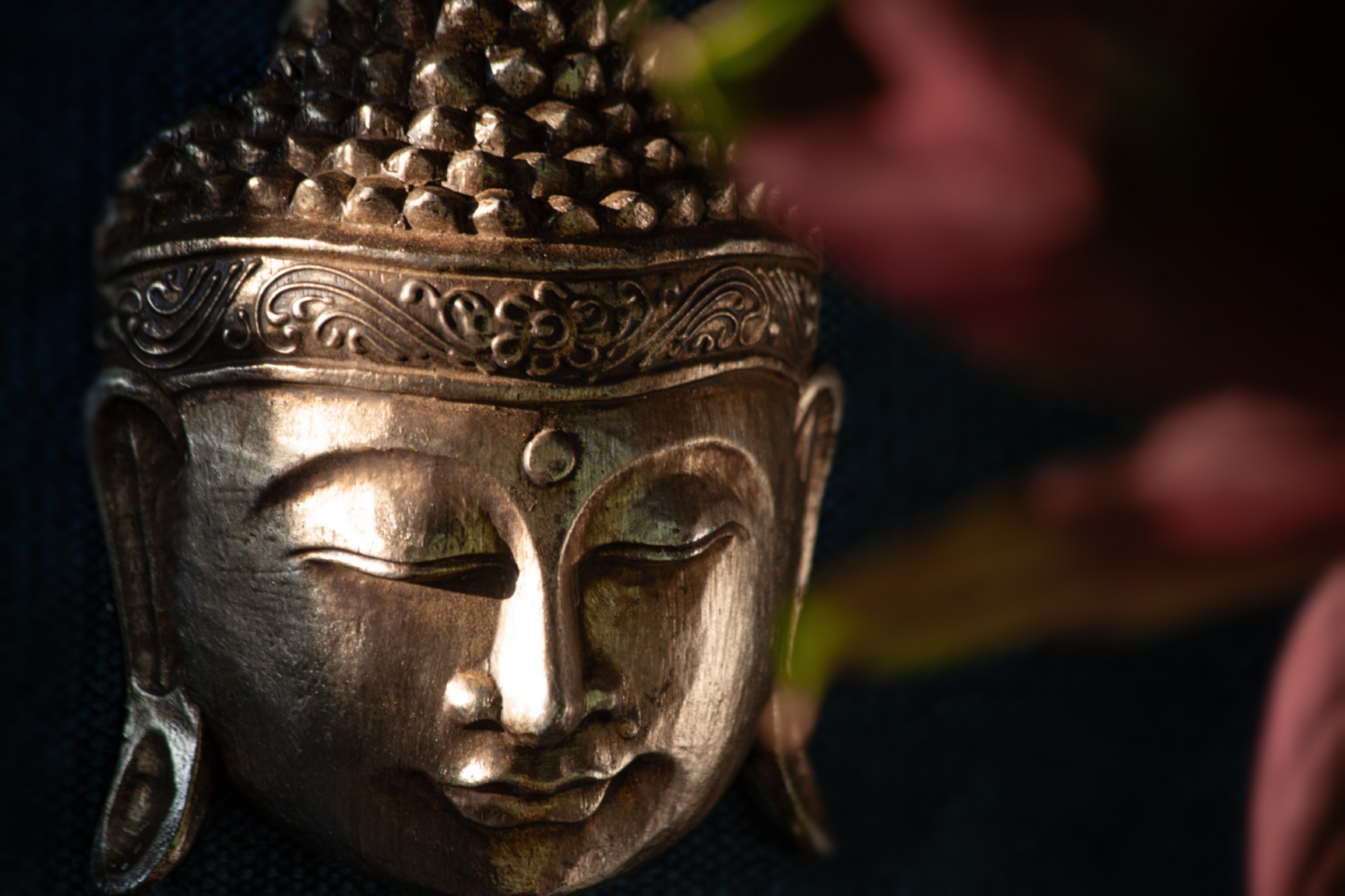 Buddha Maske antik gold, H 20 cm, B 16 cm, L 9 cm von fischer's lagerhaus