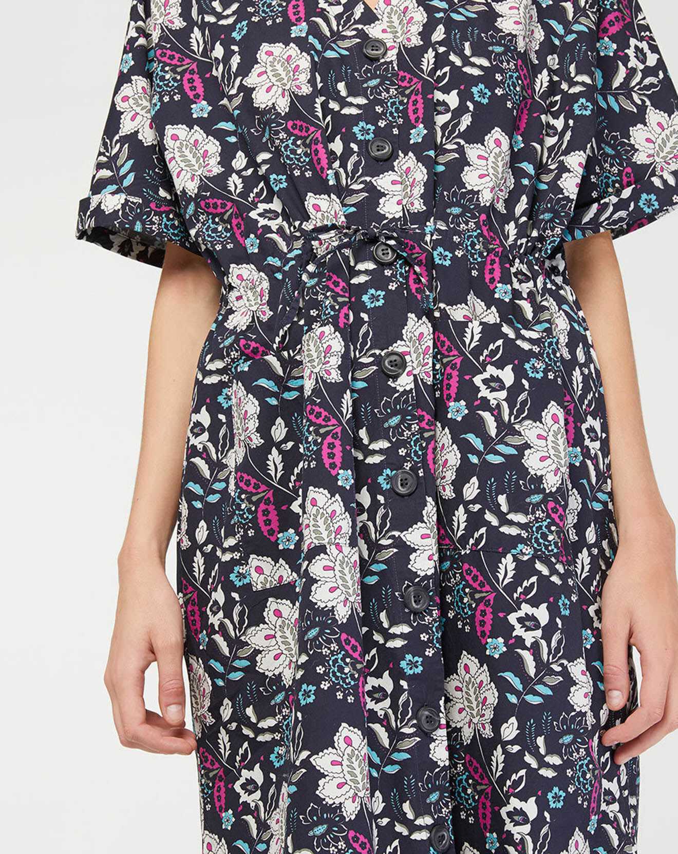 Galeries Lafayette Robe Epolo imprimée bleu marine