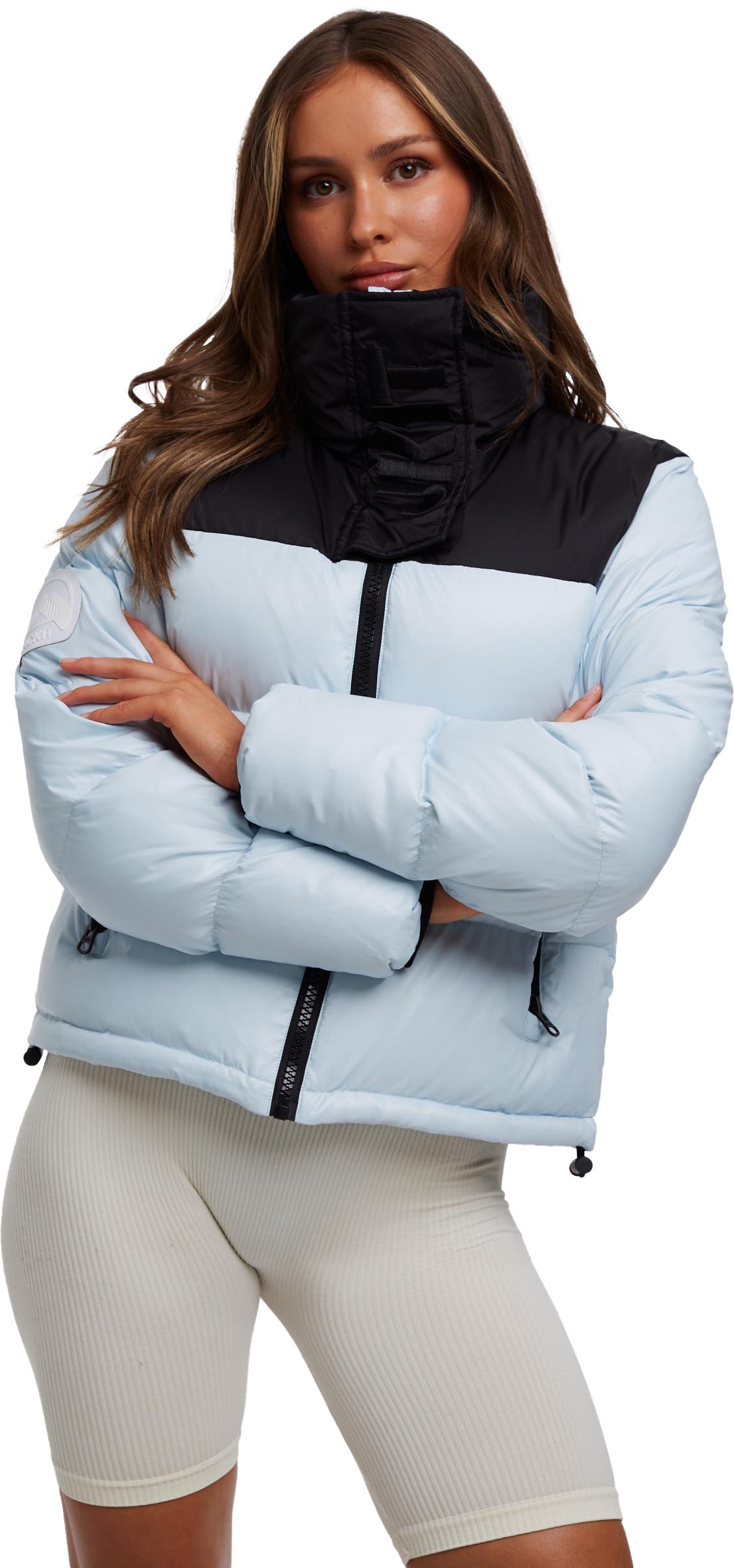 Diamond Down Alps Slip Crop Jacket Dame Powder Blue/Black