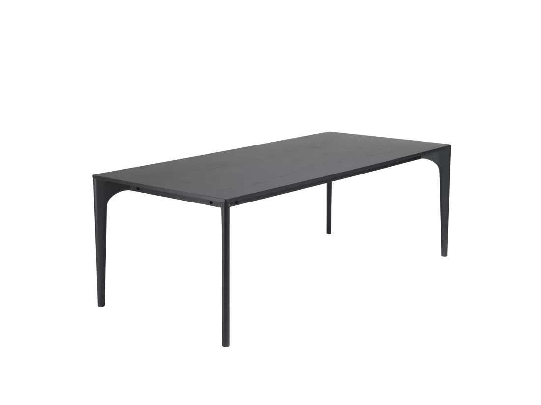 MADISON - Table à manger rect. 220x100cm noire pieds en chêne massif