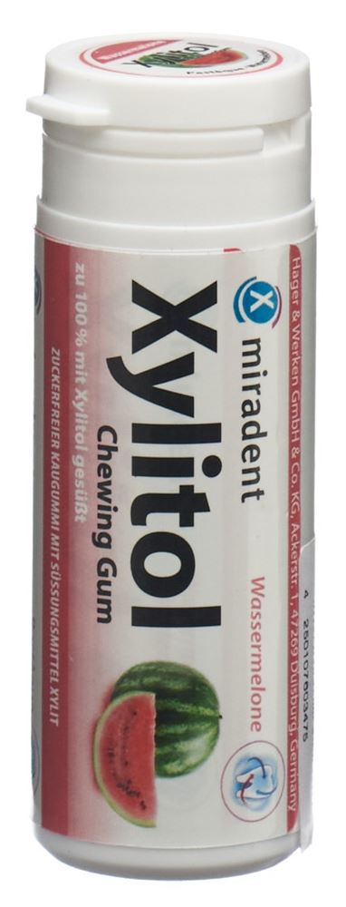 MIRADENT Xylitol Kaugummi Kaugummi Wassermelone Ds 30 Stk