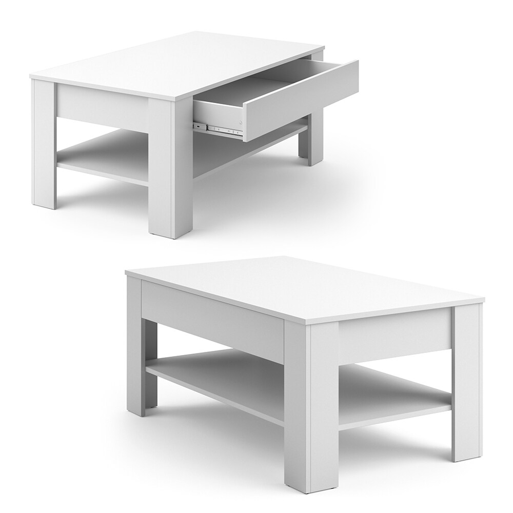 Vicco Couchtisch mit Schublade Beistelltisch Kaffeetisch 110 x 65 cm Weiß