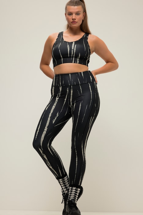 Sport-Tights, HighWaist, knöchellang, Batikprint, seitliche Tasche