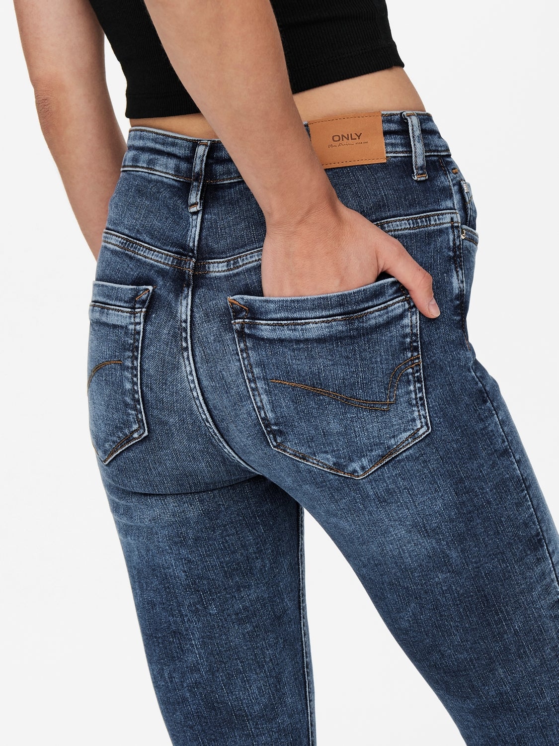 ONLPAOLA Hohe Taille Skinny Fit Jeans Light Medium Blue Denim