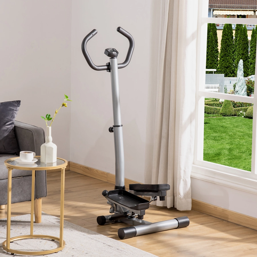 HOMCOM Stepper mit LCD-Bildschirm und einstellbare Geschwindigkeit grau