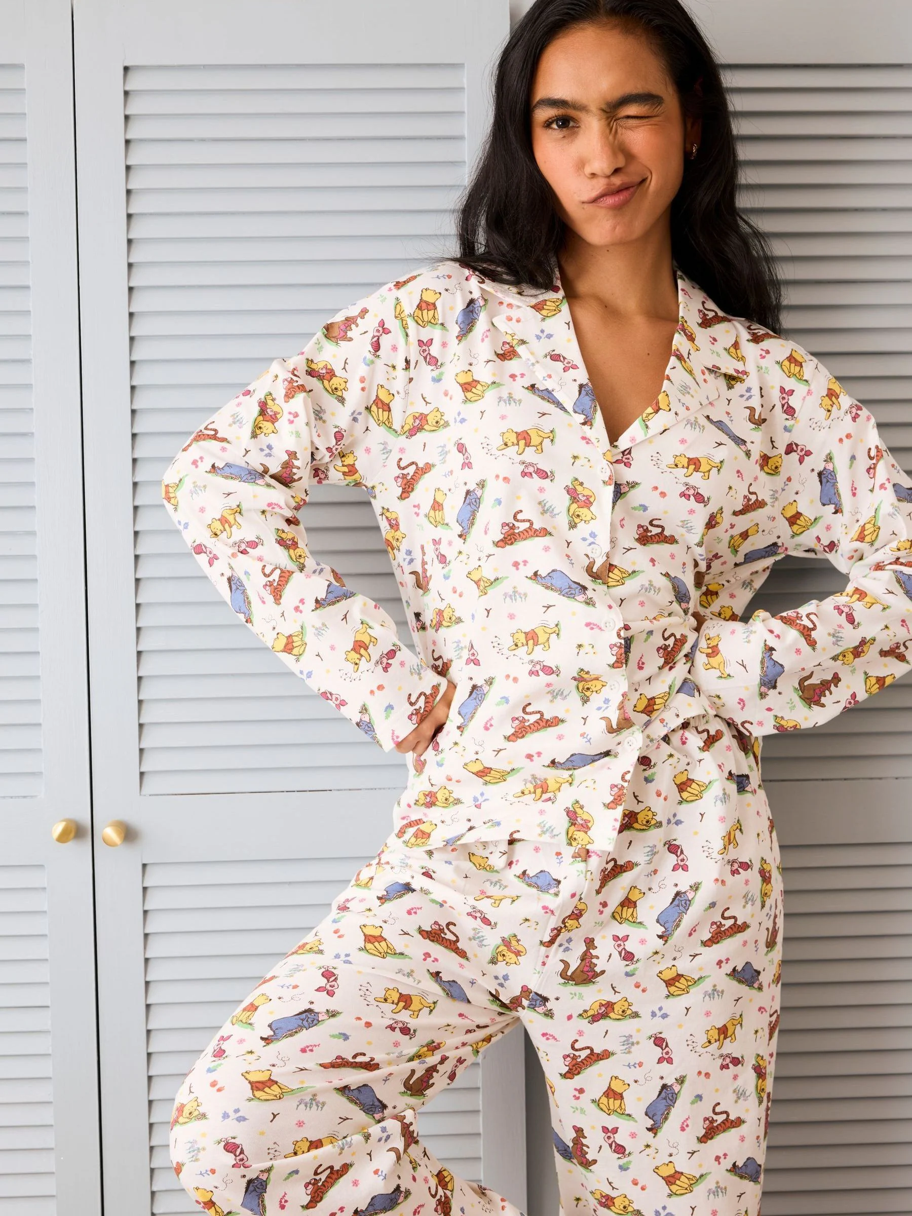 Skinnydip Disney Winnie The Pooh Pyjama Set in Ecru