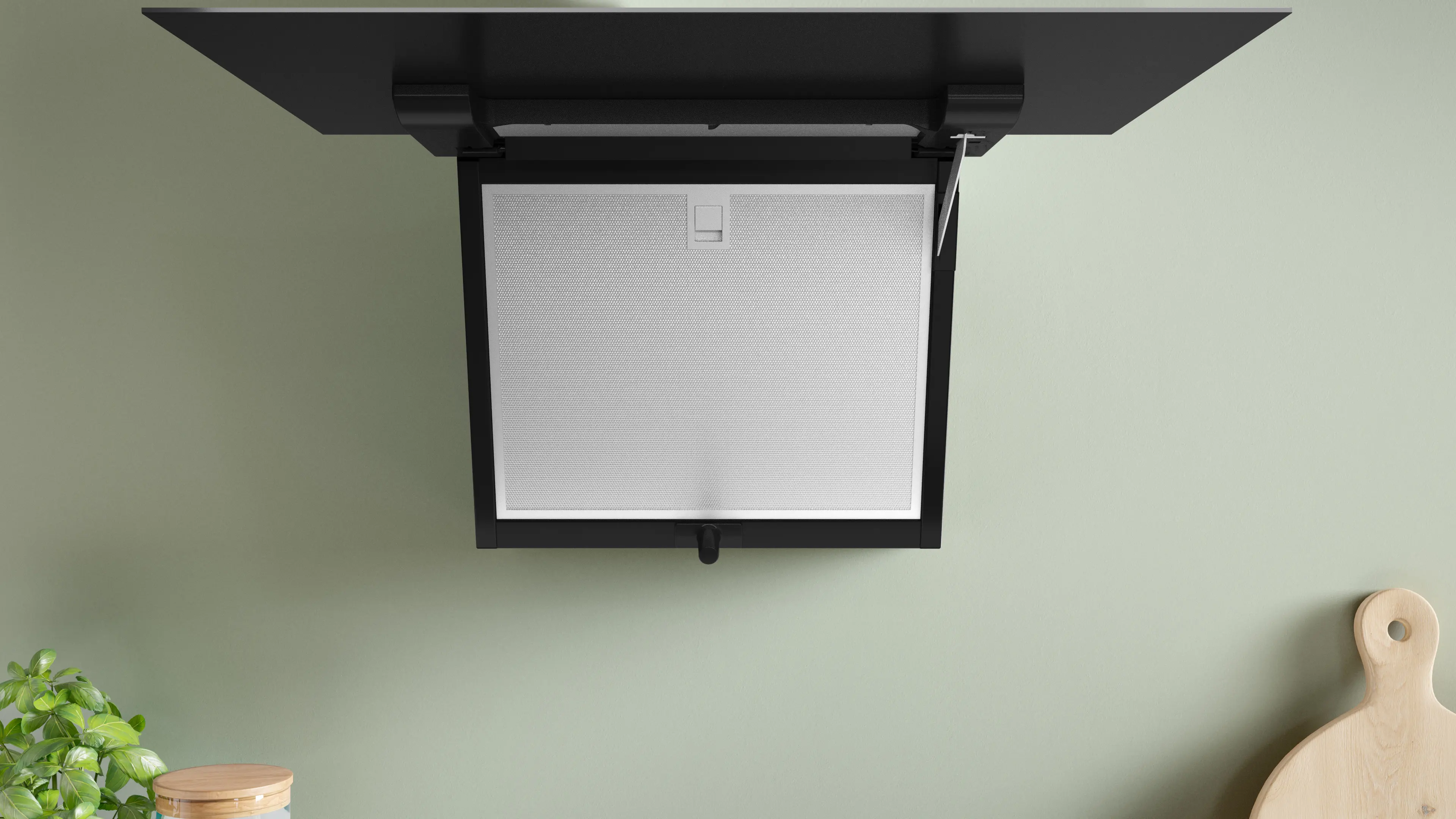 Serie 4 Wandschouwkap 60 cm zwart glas, Zwart