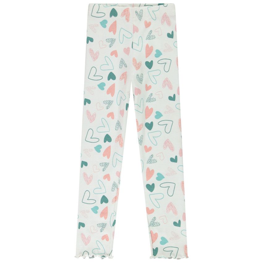 Pyjama 2 pièces en jersey fantaisie pour fille - Ecru