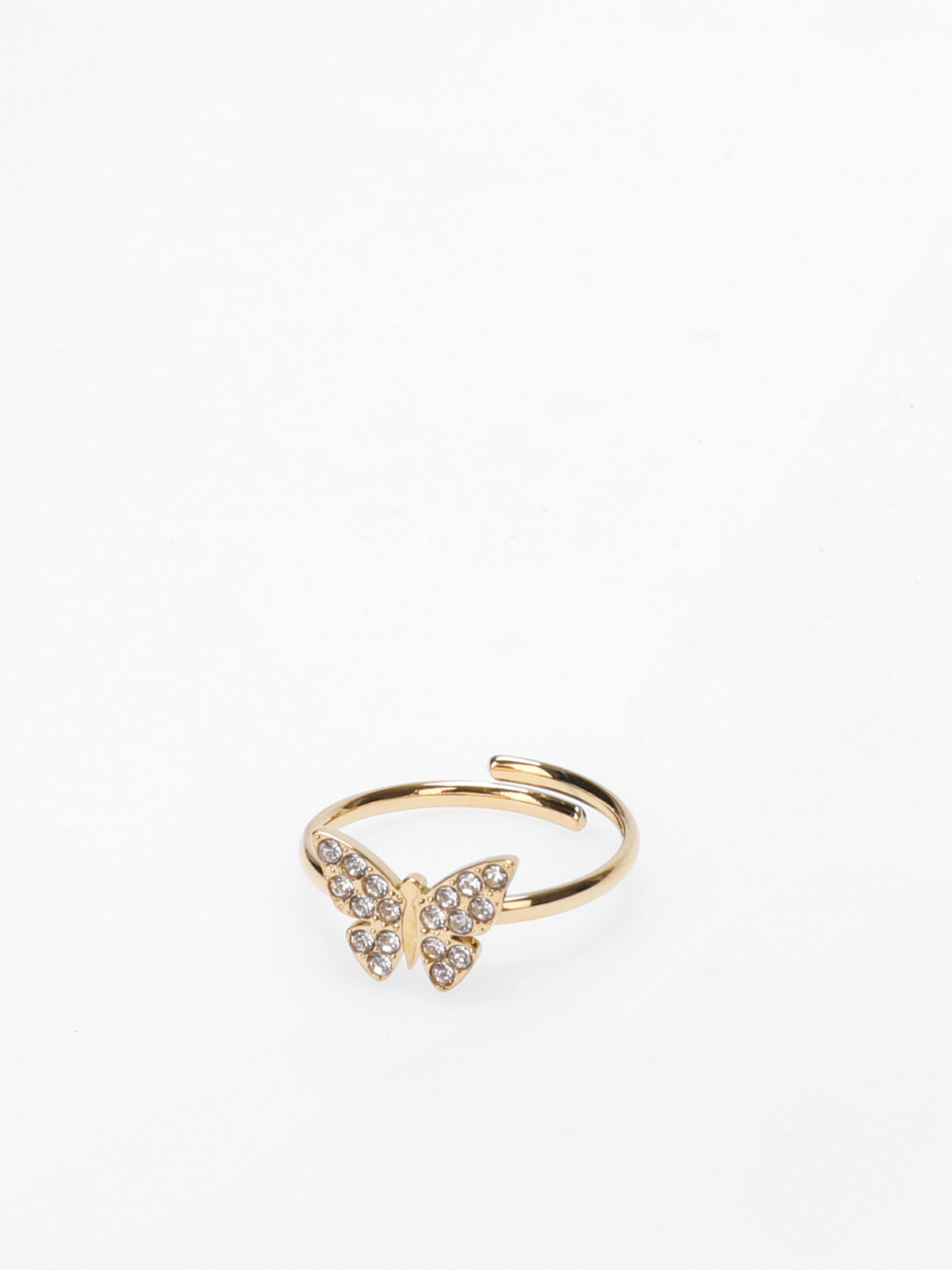 Bague papillon à strass- Doré