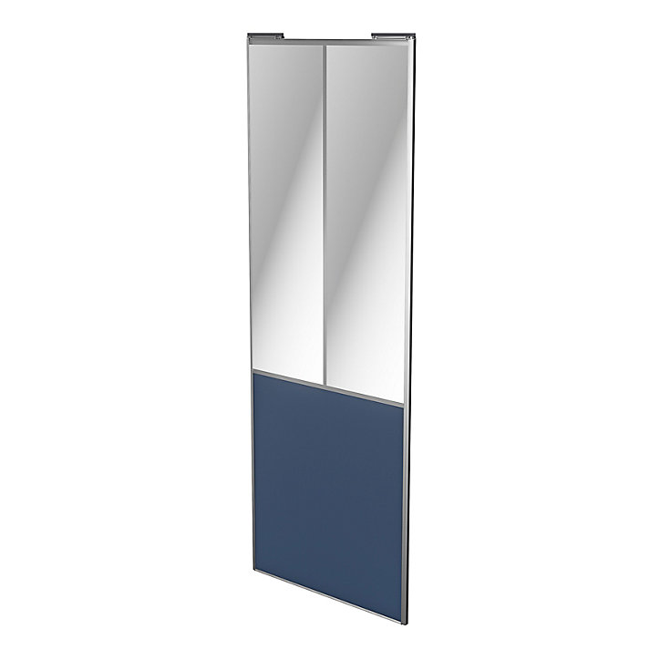 Porte de placard coulissante atelier bleu profil gris GoodHome Arius H. 248,5 x L. 91.2 cm + amortisseurs