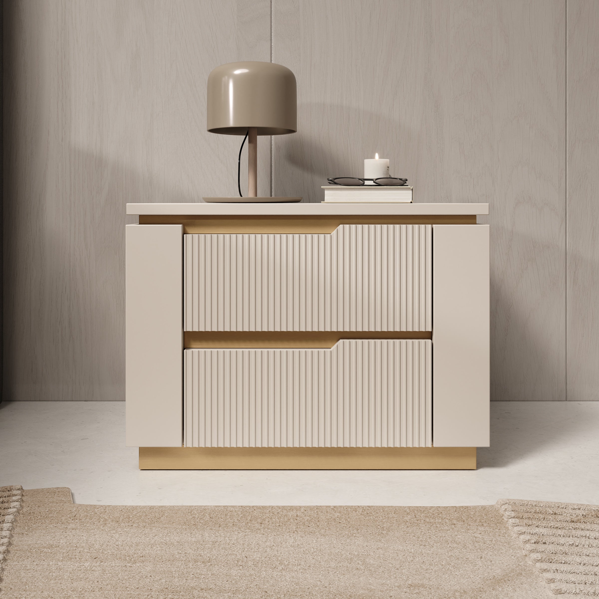 Harper - Nachtkastje - Beige - 56x40x42 cm