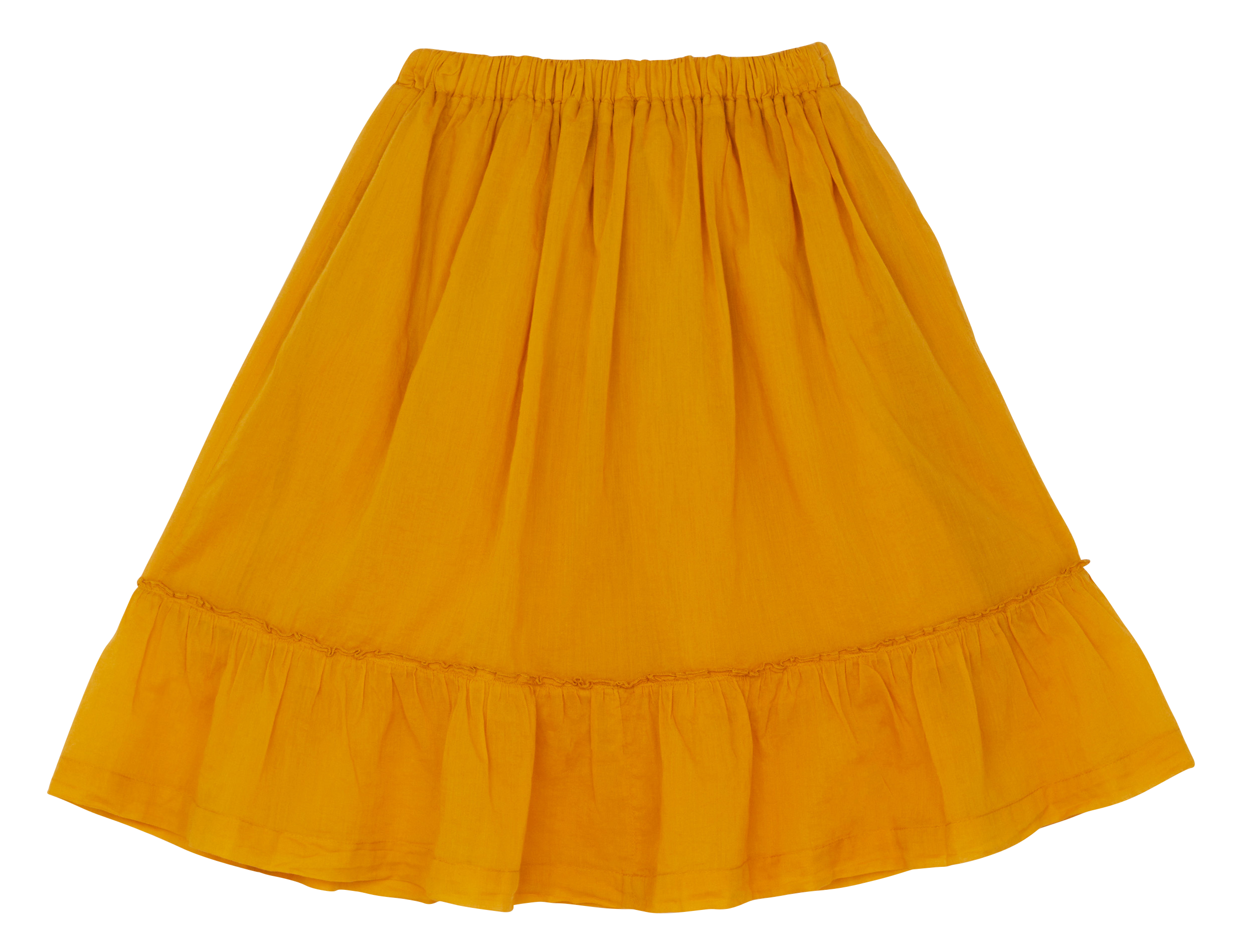 MANDALAY - Jupe longue à volants en coton| Jaune