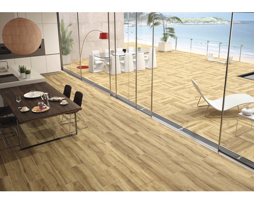 Porseleinen terrastegel Limewood Roble gerectificeerde rand 60 x 60 x 2 cm