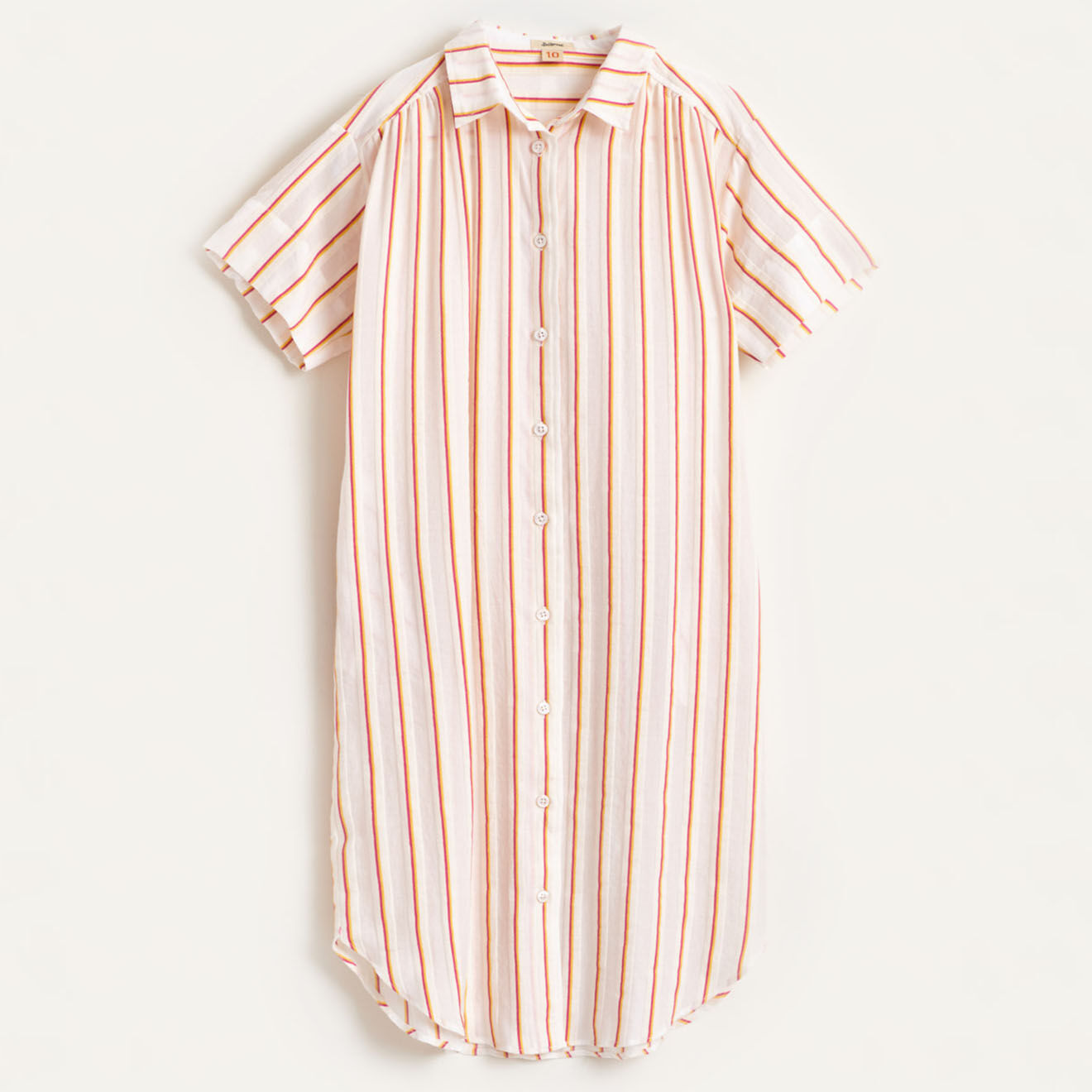Bellerose Robe chemise Angie texturée à fines rayures blanc/orange