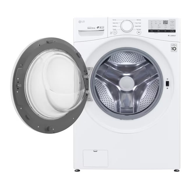 Lavadora de carregamento frontal empilhável de alta eficiência LG de 4,5 pés cúbicos (branca) ENERGY STAR