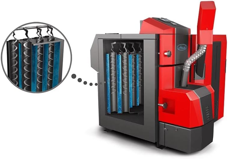 Attack Pelletkessel 30 Automatic Plus 30 kW Edelstahl Rot Pellet Pelletofen Heizt Flächen bis zu 185 m²