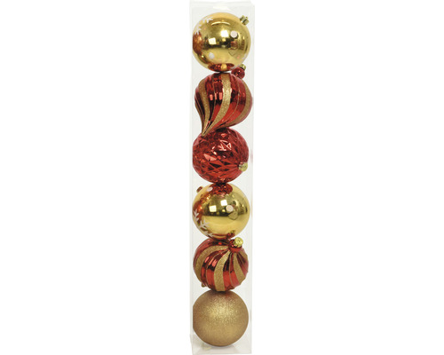 Kunststof kerstboomballen Ø 15 cm goud rood 6 st.