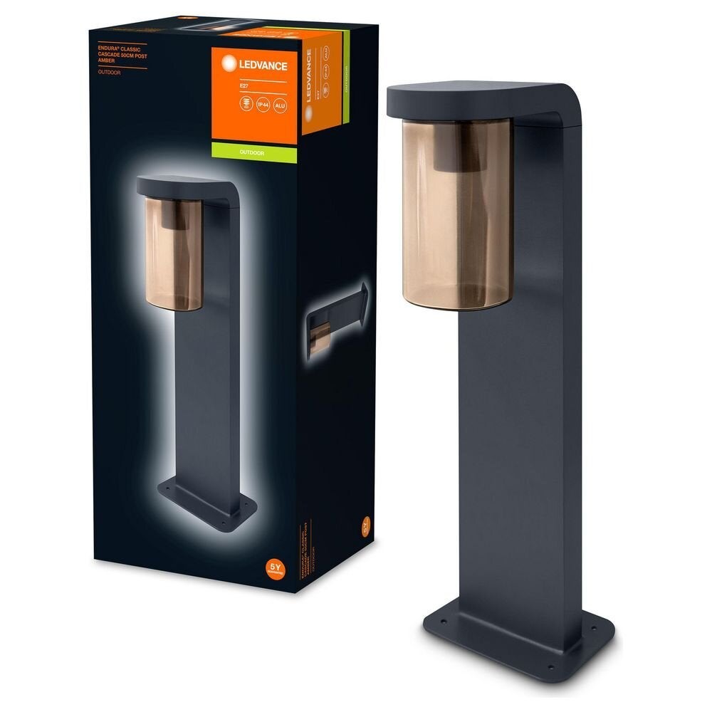 Endura Classic tuinpadverlichting in donkergrijs en amber E27 IP44 500mm