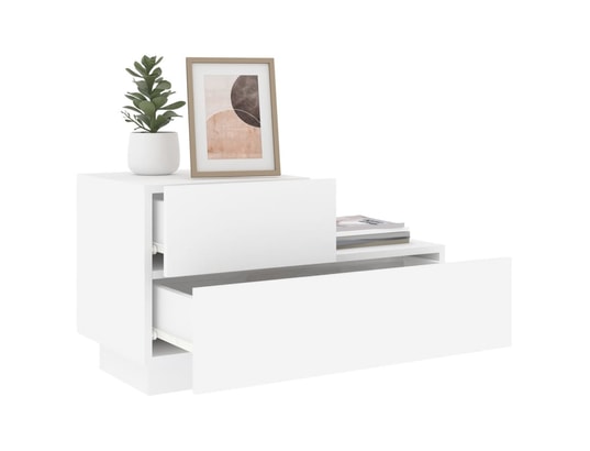 VIDAXL - Table de chevet avec lumières led blanc 70x36x40,5 cm