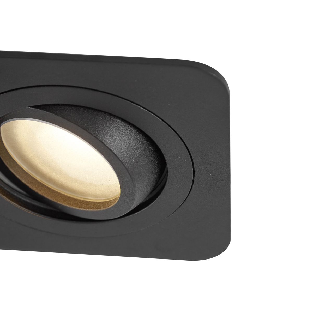 Afgeronde inbouwspot zwart GU10 50mm draai- en kantelbaar IP44 - Alberto