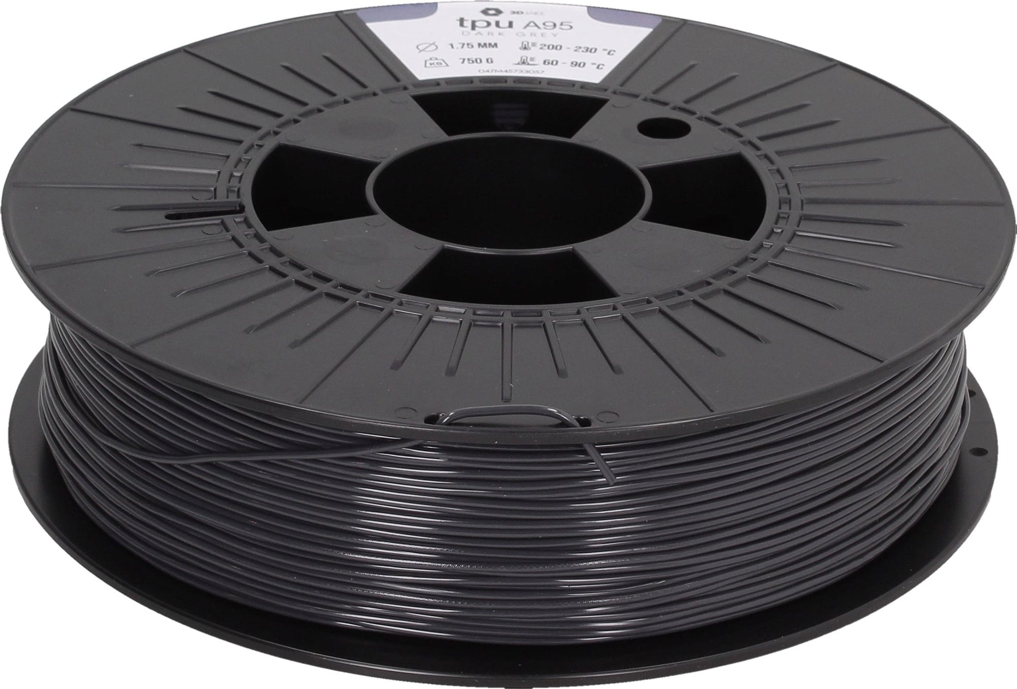 3DJAKE  TPU A95 Dunkelgrau, 1,75 mm / 750 g    Flexibles TPU Filament mit Shore-Härte A95 in Dunkelgrau