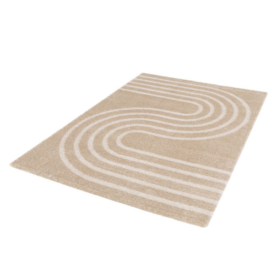 Tapis doux en matière recyclée - soft line - beige - 160 x 230 cm