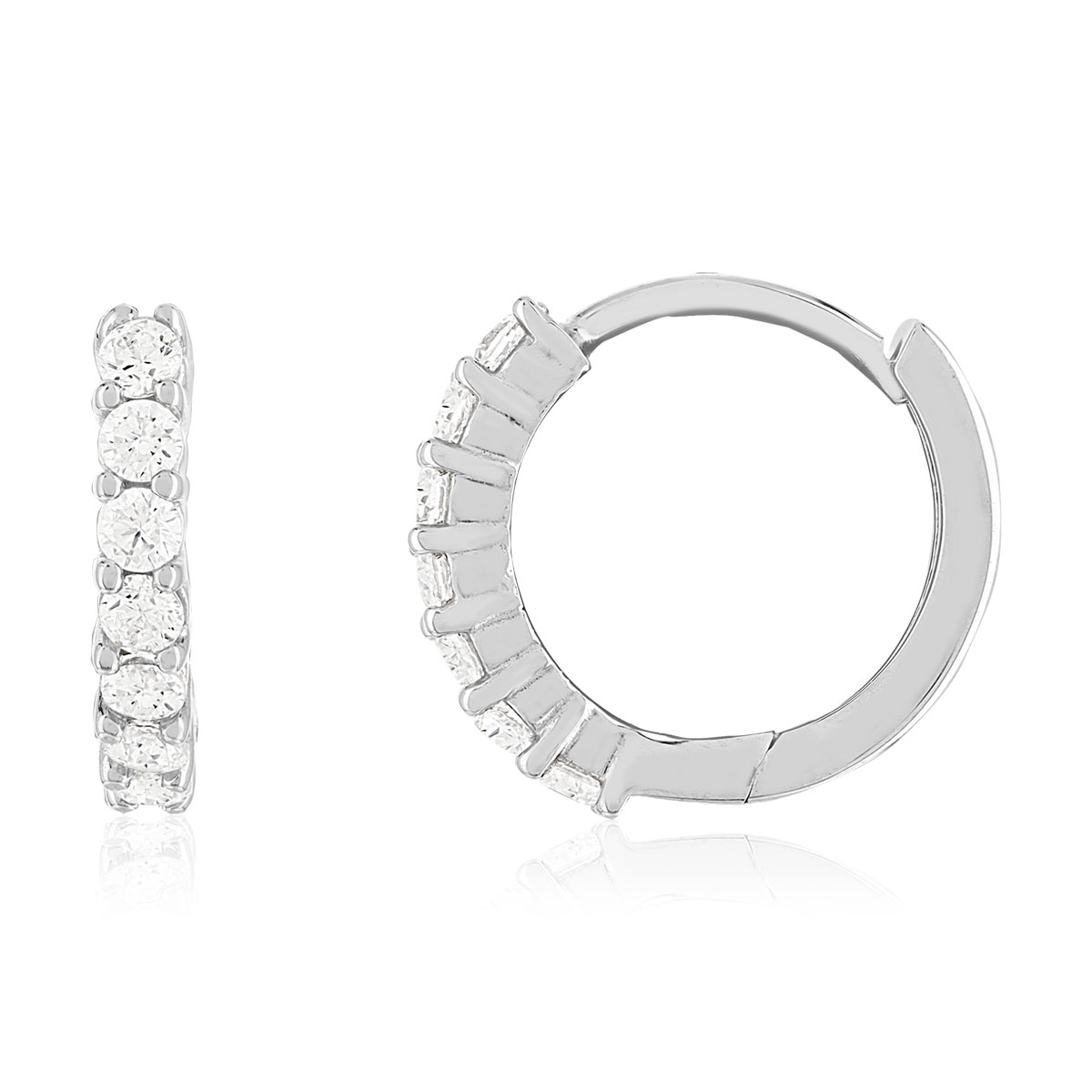 Créoles argent 925 zirconias 15 mm.