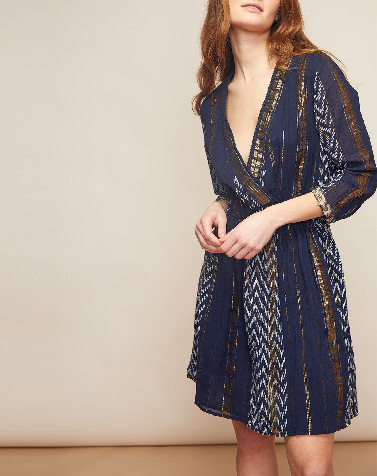 Louizon Robe Haiti imprimée bleu marine