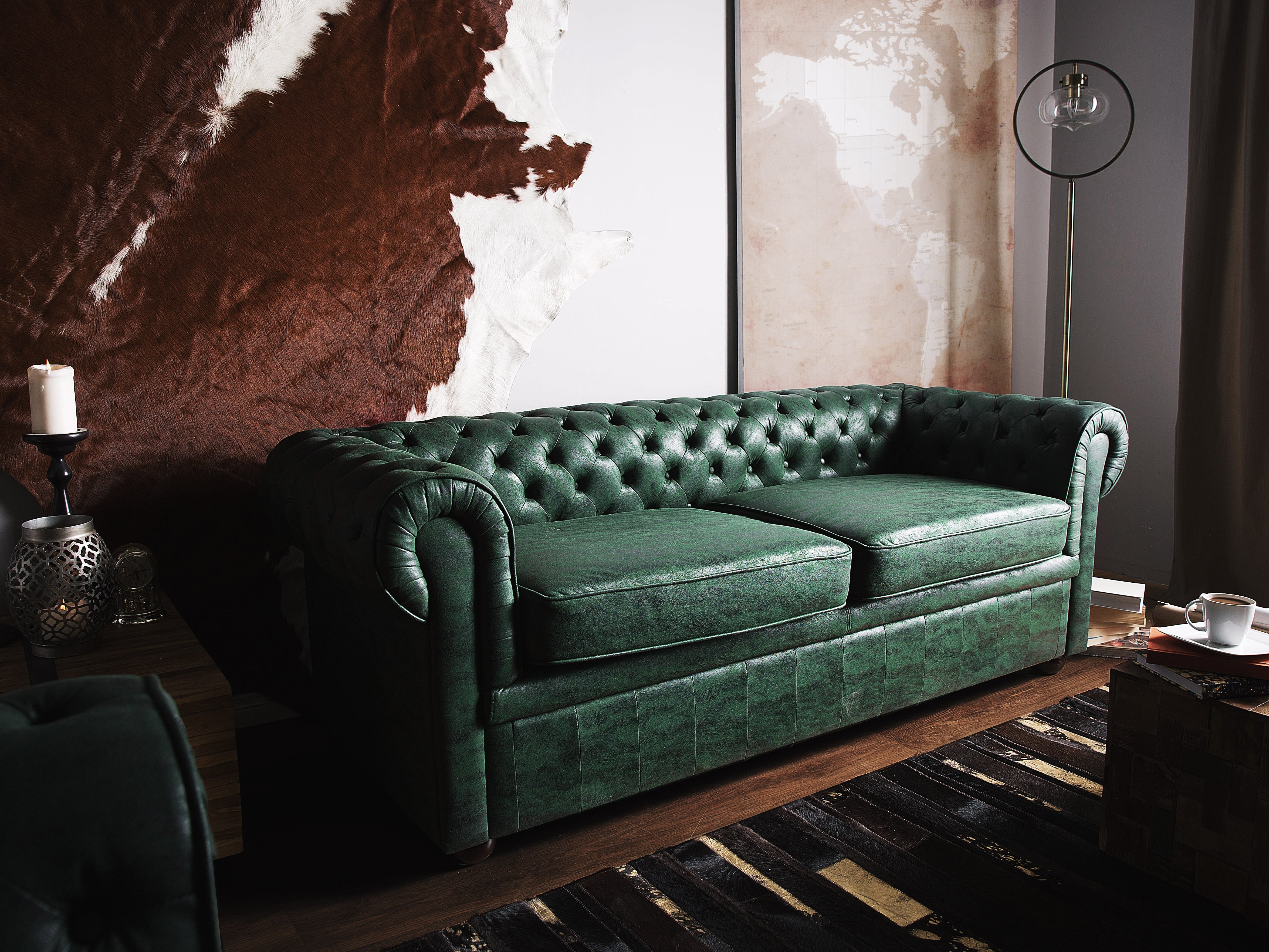 Bank 3-zits CHESTERFIELD Kunstleer Groen