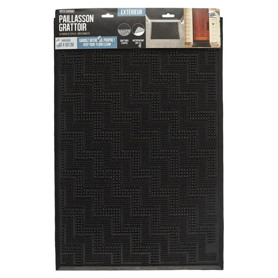 Home deco factory Deurmat - anti slip - zwart - 40 x 60 cm