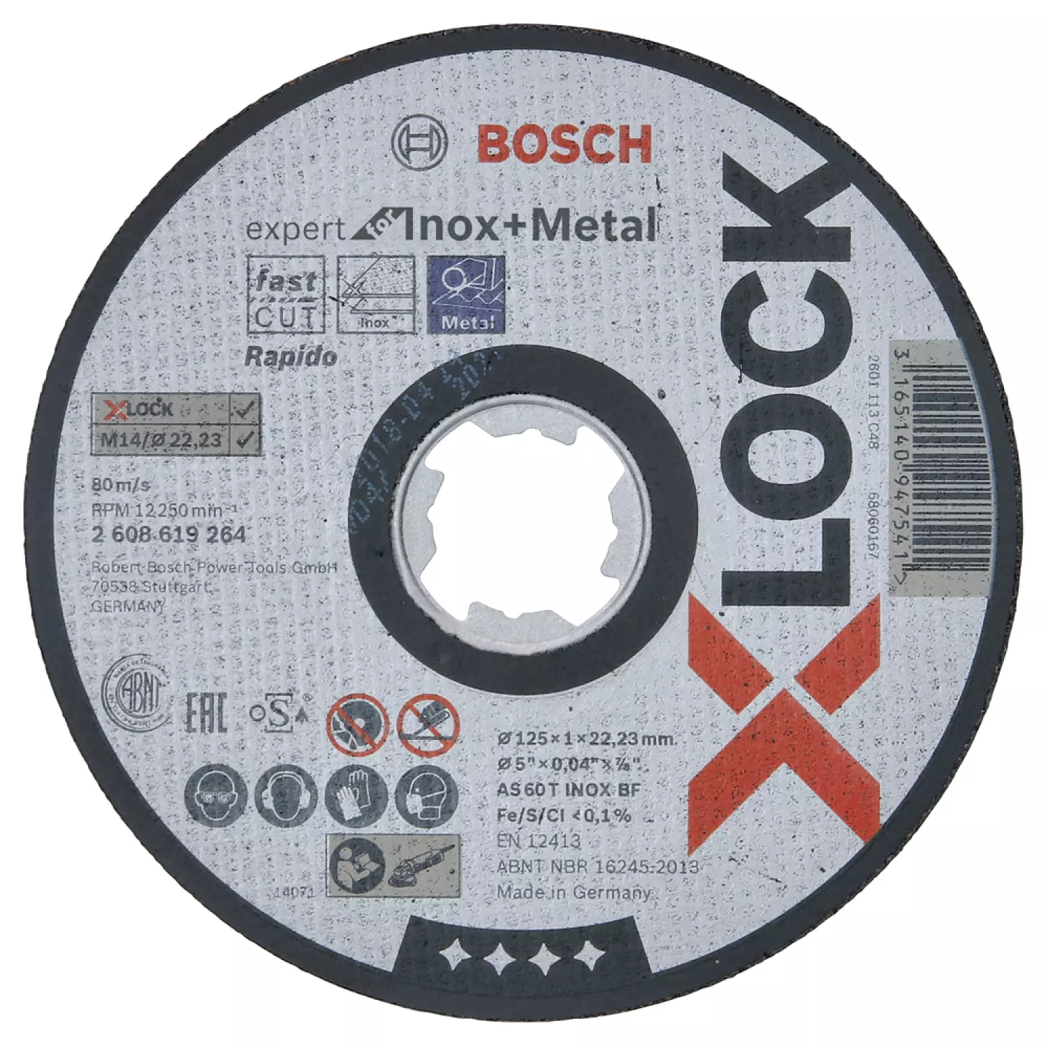 Bosch 2608619264 X-Lock Slijpschijf Expert for Inox & Metal - Recht - 125mm
