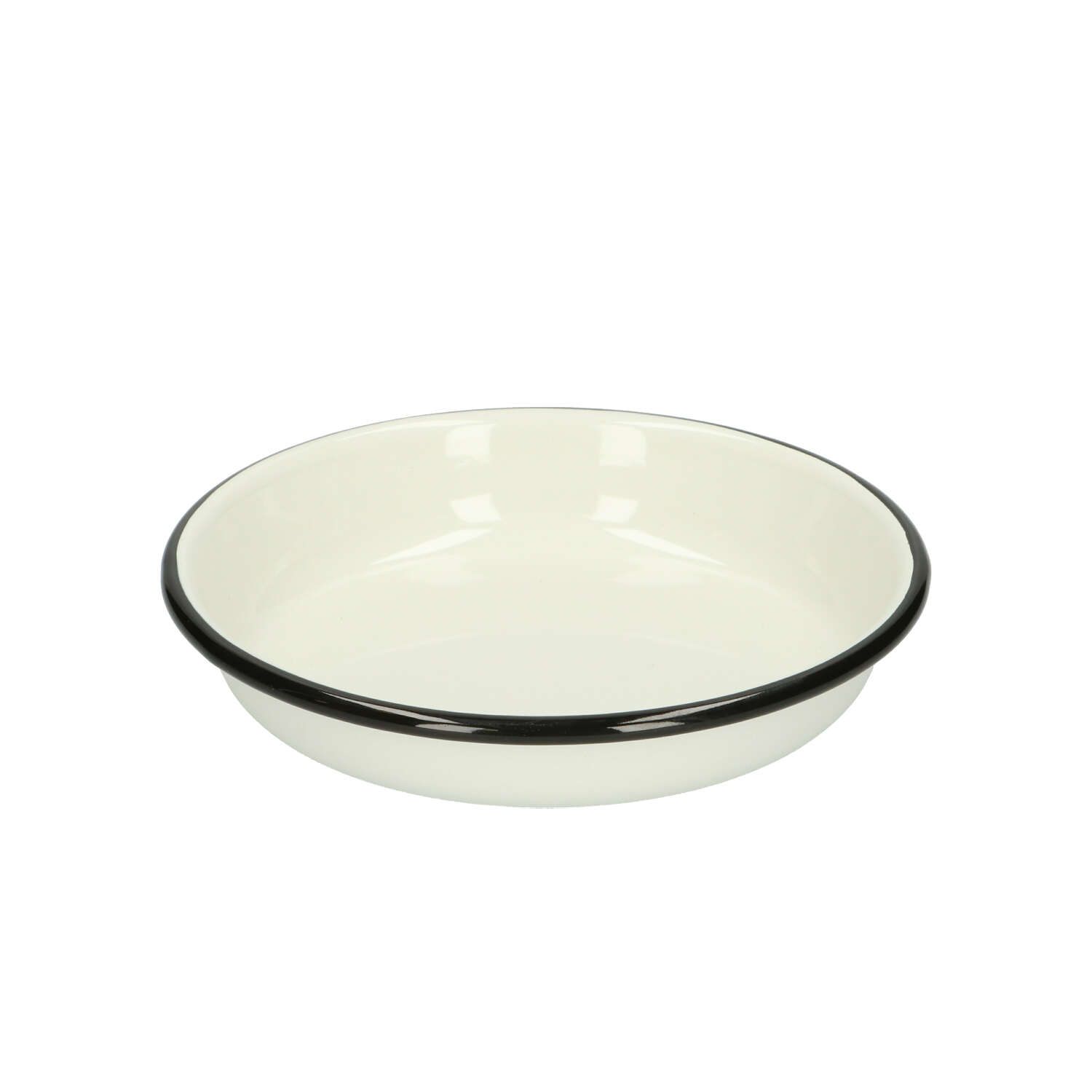 Bord diep, emaille, zwart/wit, Ø 15 cm
