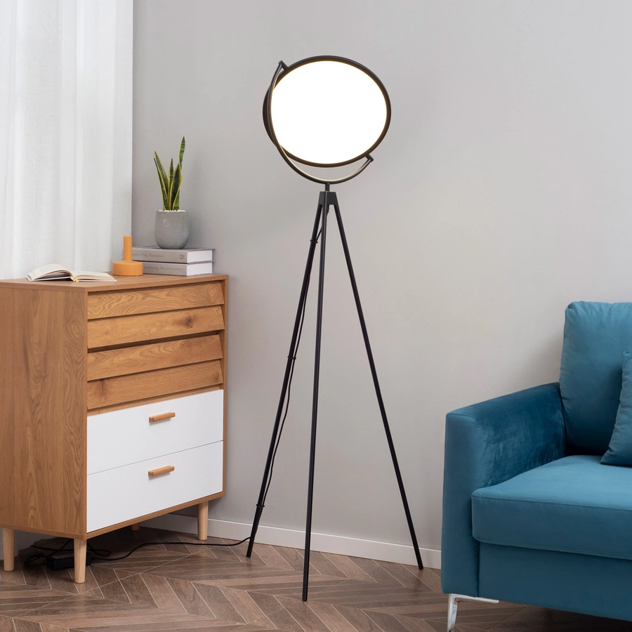 HOMCOM Stehlampe um 350 Grad verstellbar weiß