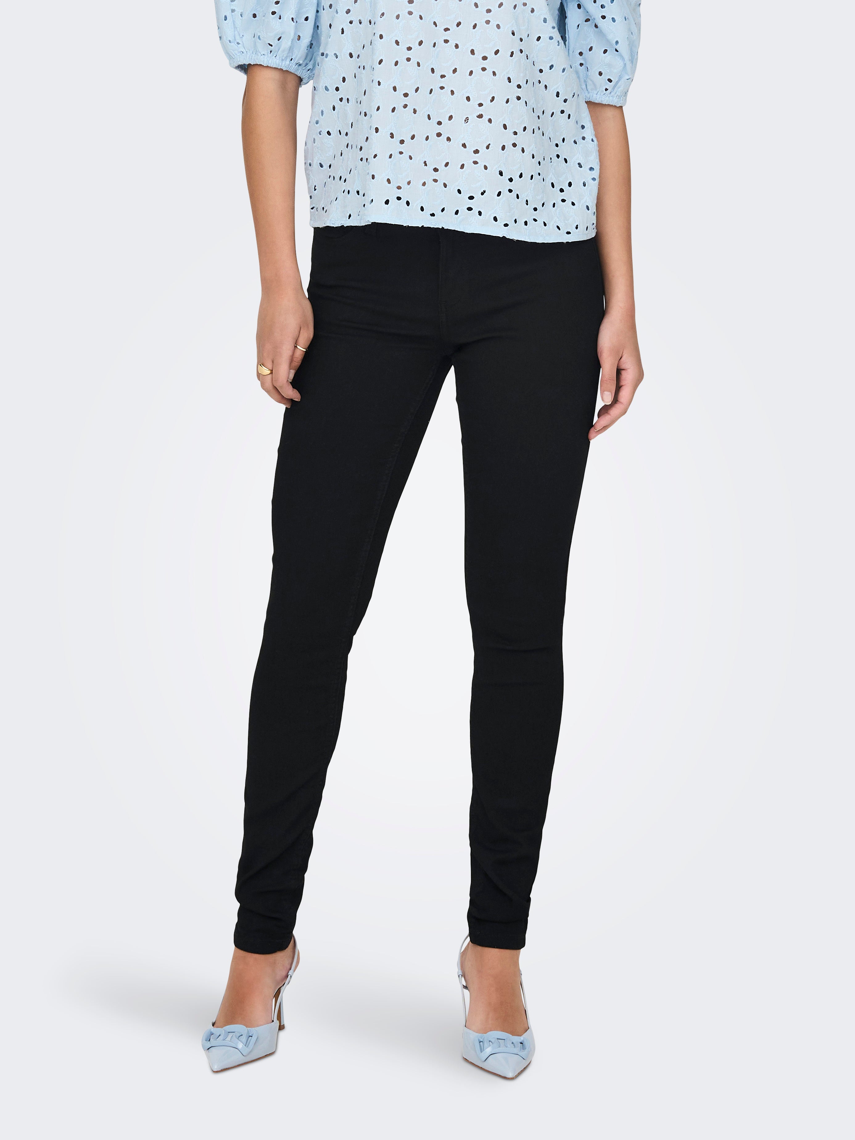 JDYTULGA Mittlere Taille Skinny Fit Jeans Black Denim