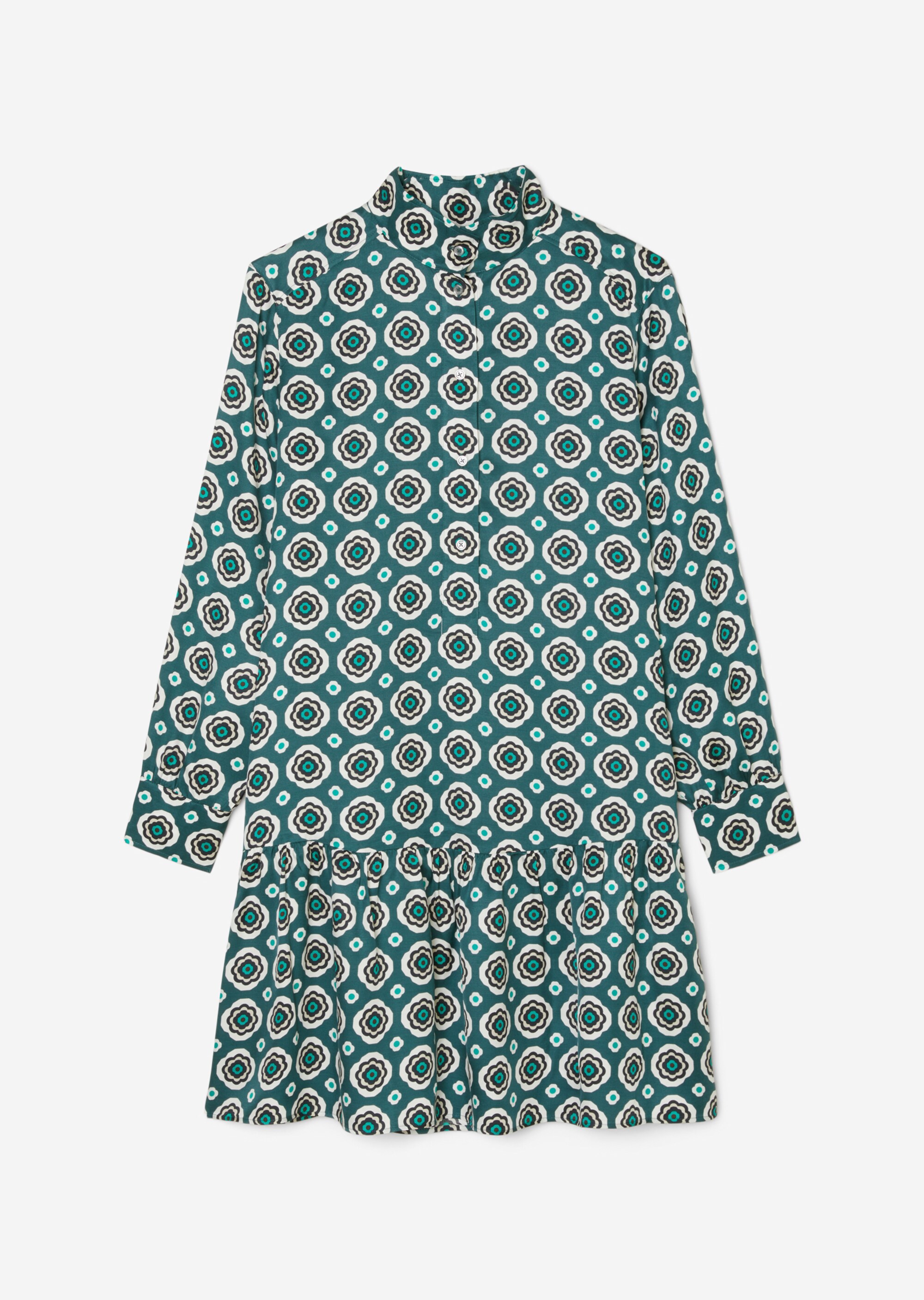 Kurzes Print-Hemdblusenkleid aus Viskose-Twill