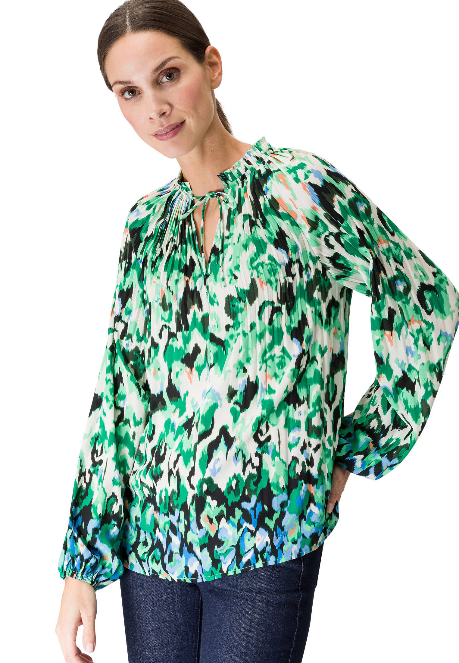 zero| Damen Bluse mit Bindedetail