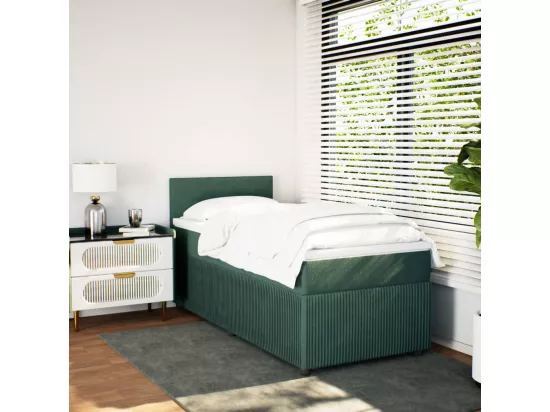 Sommier à lattes de lit avec matelas Vert foncé 90x190 cm