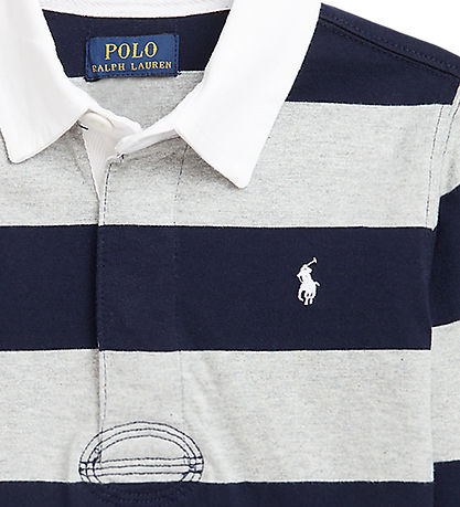 Polo Ralph Lauren Polobluse - Rugby - Gråmeleret/Sortstribet