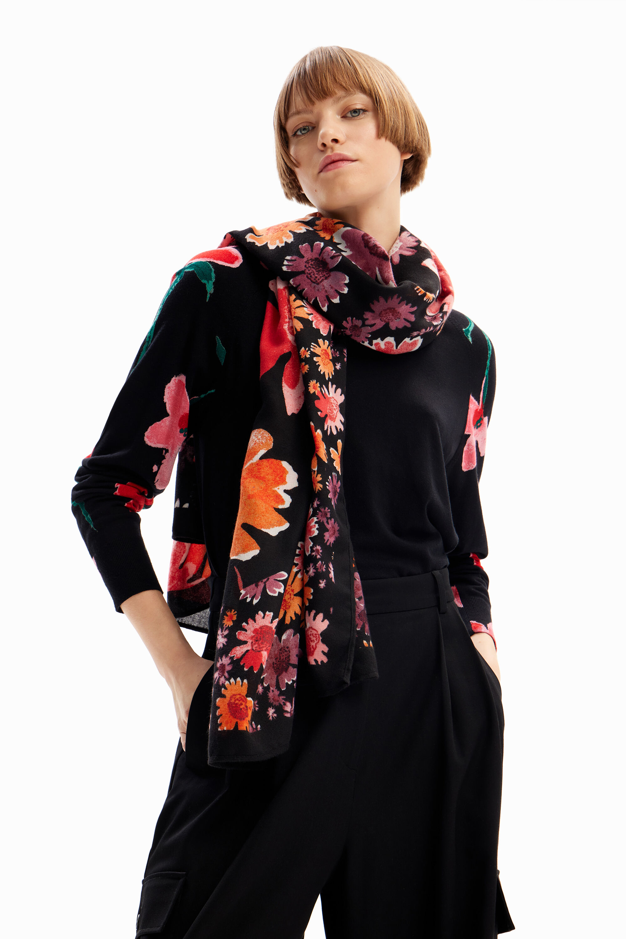 Foulard retangular flores