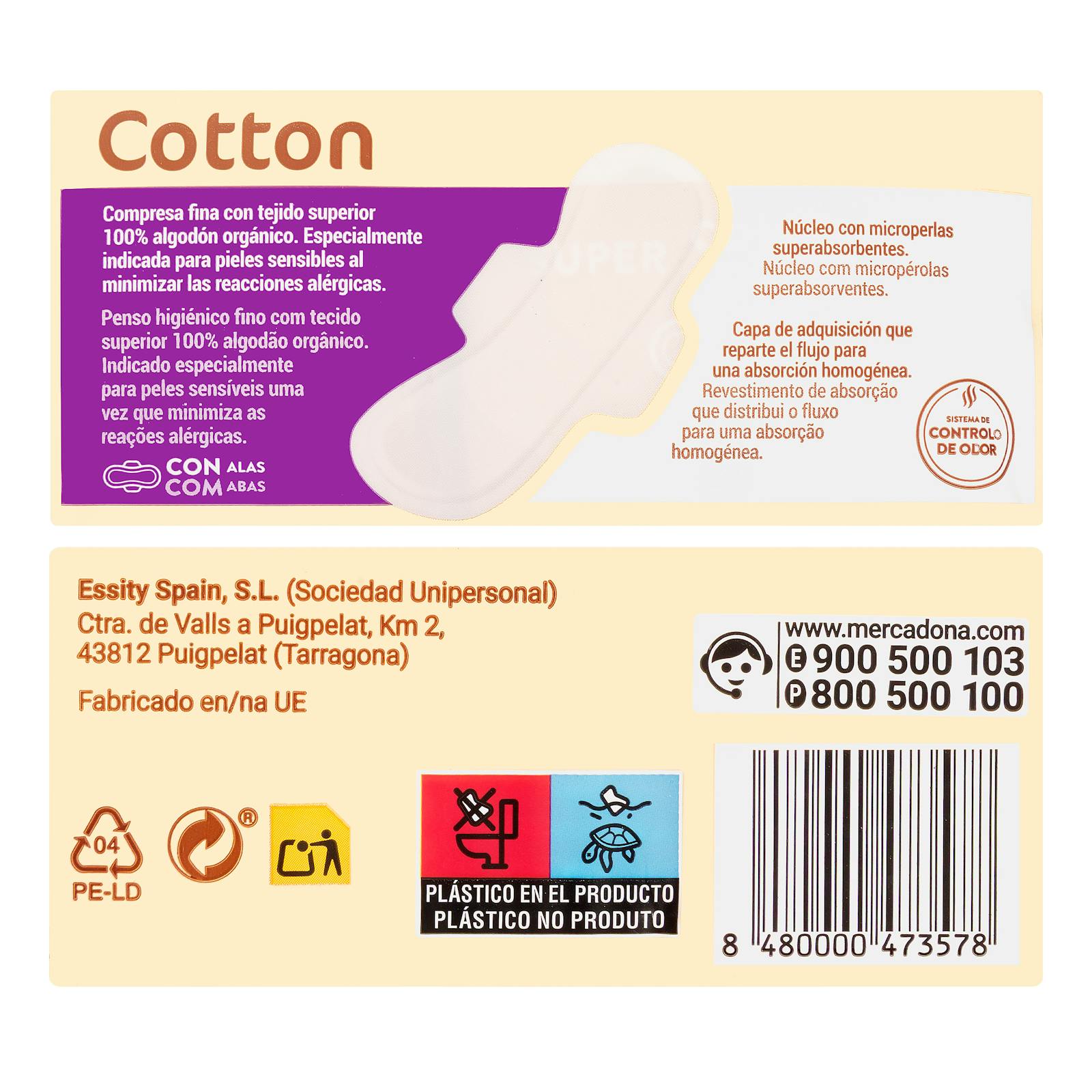 Compresse avec super ailes Deliplus Cotton