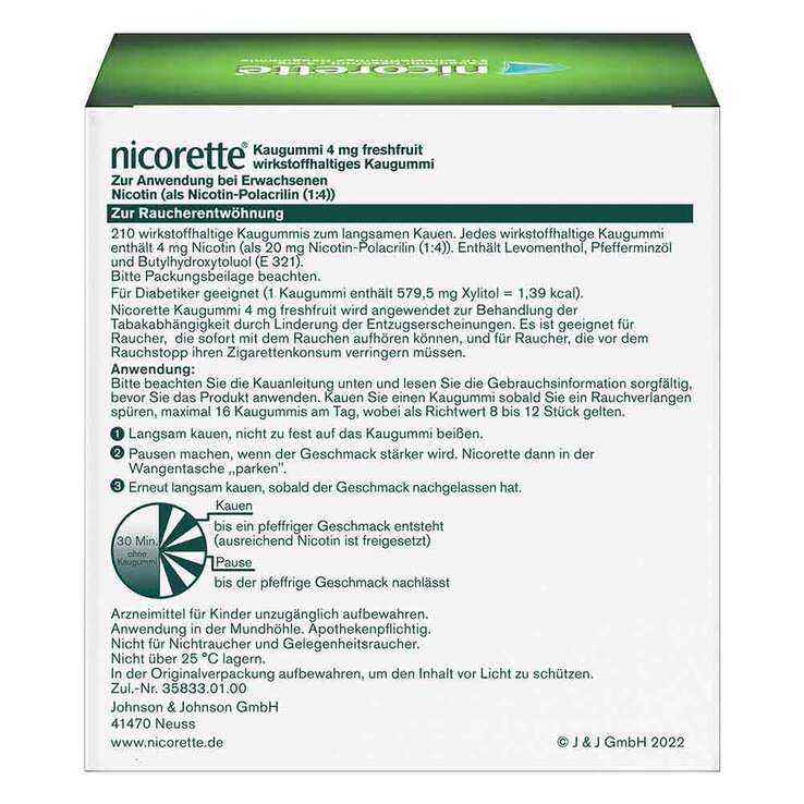 nicorette® Kaugummi freshfruit, 4 mg Nikotin, 210 St