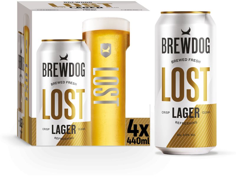 BrewDog Lost Lager 4 x 0.44 l Trocken gehopftes Pilsner mit Saphir-Hopfen und fruchtigen Noten