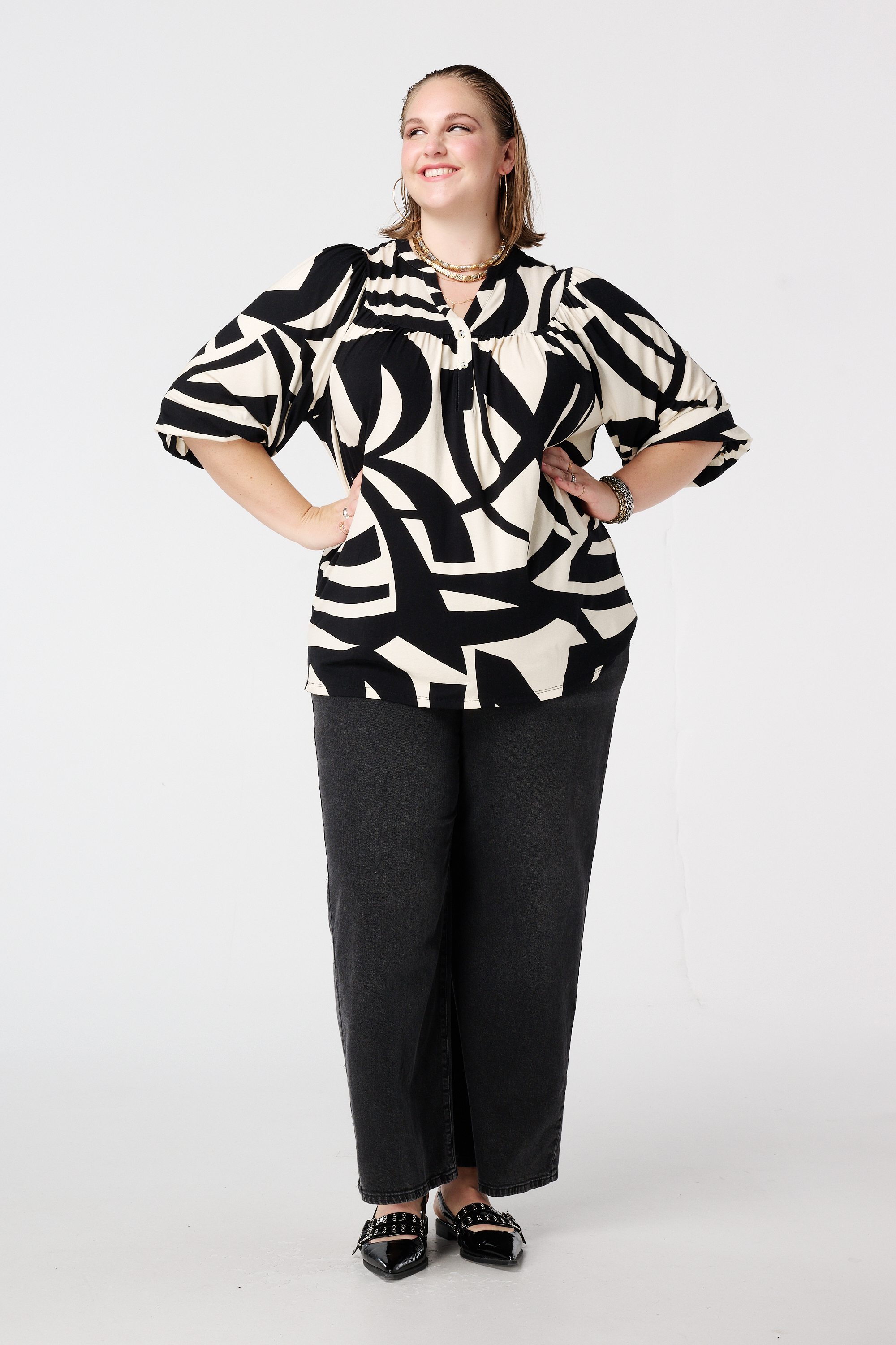 Jersey top met print Multi Neutraal