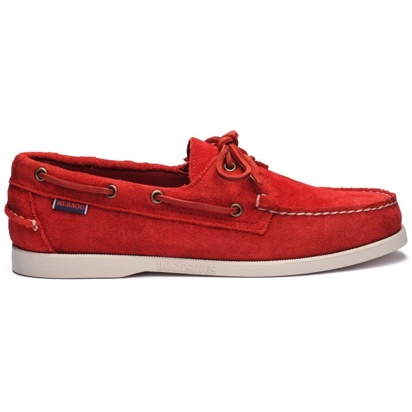 DOCKSIDES SUEDE ROUGE-Chaussures bateau pour homme en suede rouge Portland