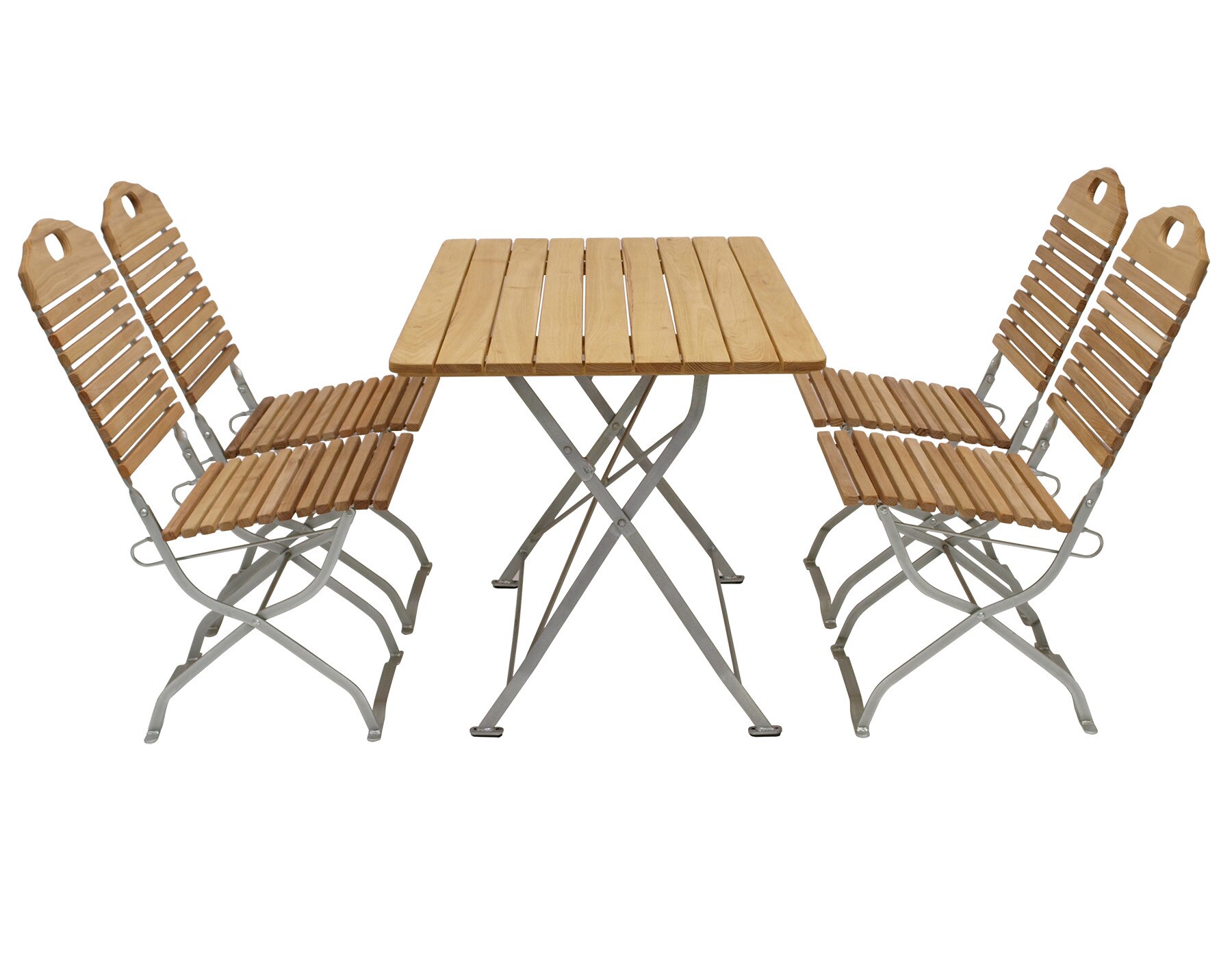 DEGAMO Kurgarten - Garnitur BAD TÖLZ 5-teilig (4x Stuhl, 1x Tisch 70x110cm), Flachstahl verzinkt + Robinie, klappbar