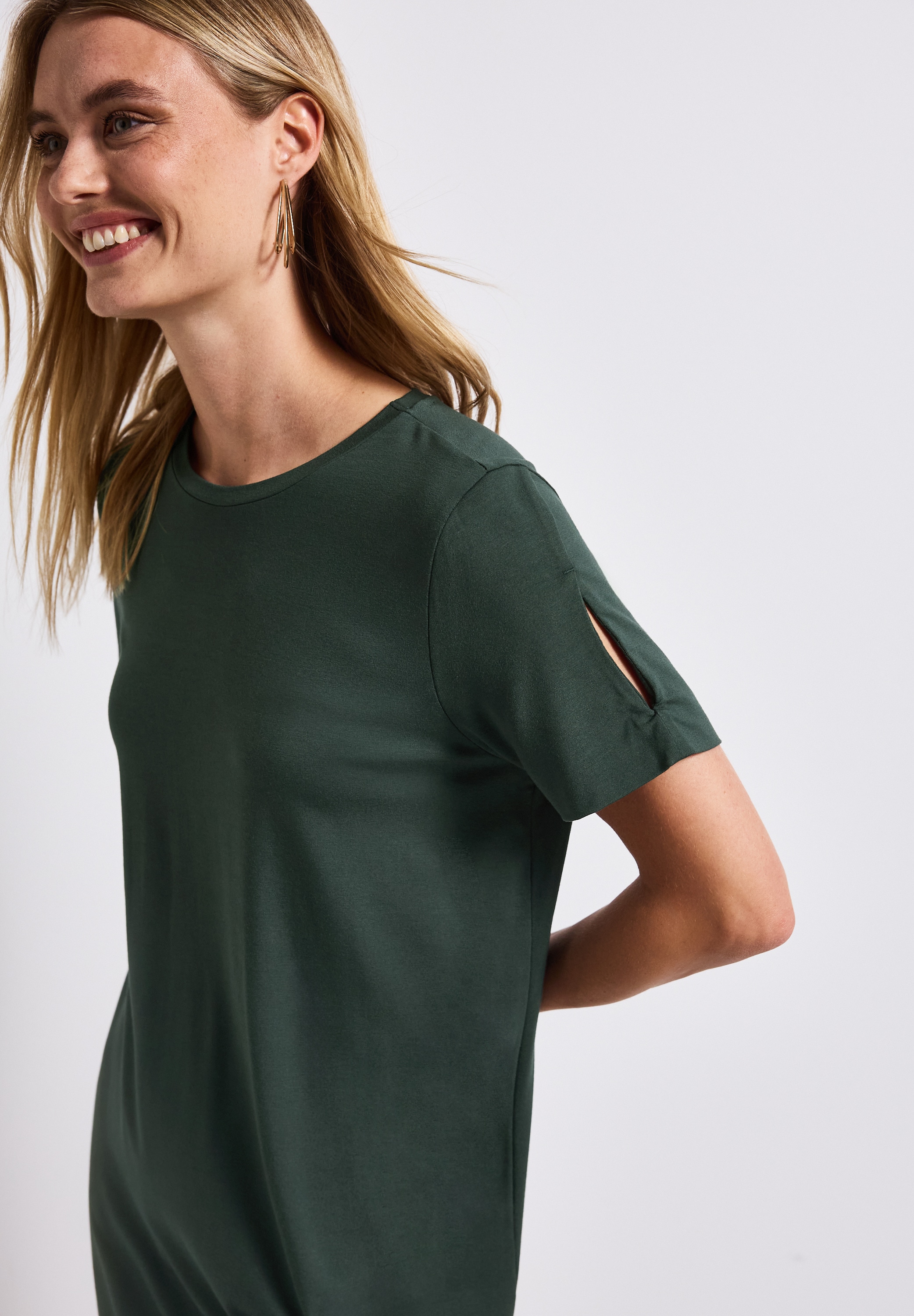 STREET ONE Shirtkleid Ohne Taschen Sommerkleid mit Schlitzdetail