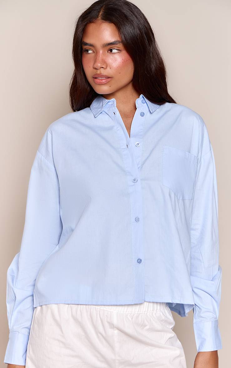 Bleu Clair Chemise Boxy En Coton