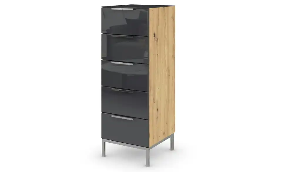 Kommode 40 cm verchromt Basaltgrau, Eiche Artisan (Nachbildung)