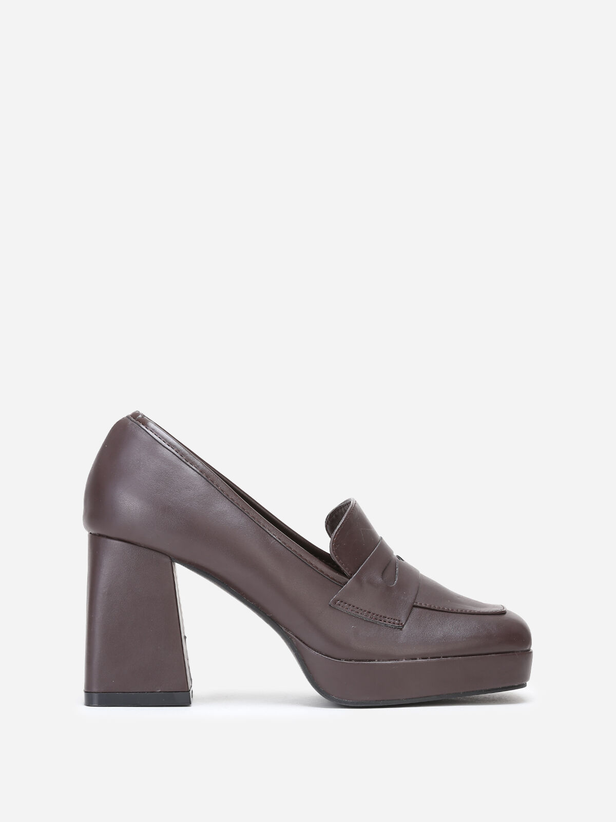 Mocassins à talon trapèze- Marron